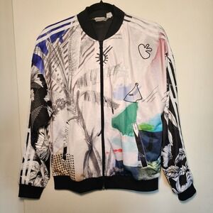 Adidas Farm Rio Bomber Jacket Womens S Multicolor Excellent Tropical Floral Zip